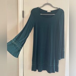 Altar'd state cotton dark green/blue dress, long sleeve